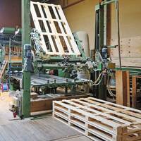 Palettenfertigung mit Roboter bei der Kistenfabrik AG